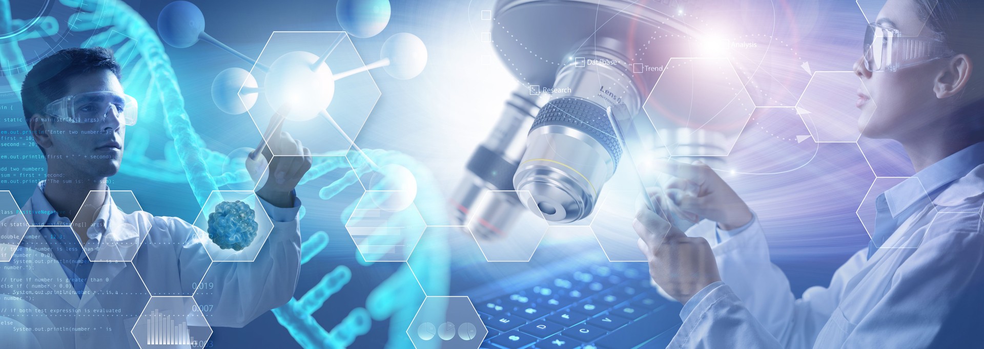 Researcher team in genetic lab